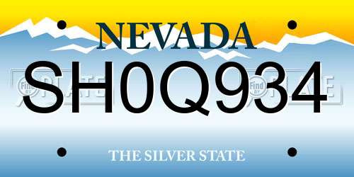SH0Q934 Nevada License Plate