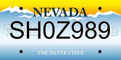 SH0Z989 Nevada License Plate
