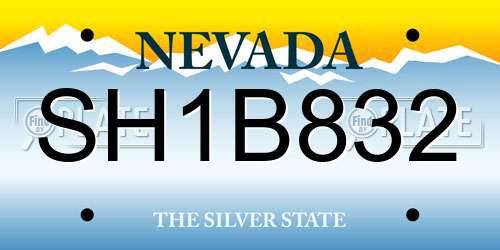 SH1B832 Nevada License Plate