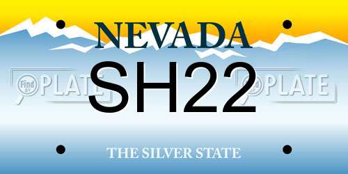 SH22 Nevada License Plate