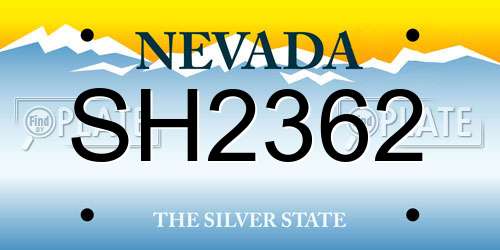 SH2362 Nevada License Plate