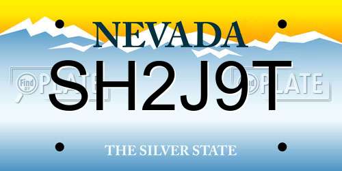 SH2J9T Nevada License Plate