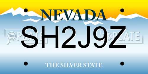 SH2J9Z Nevada License Plate