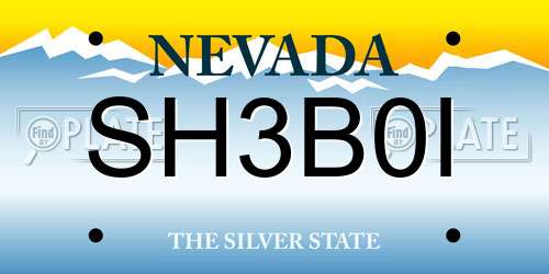 SH3B0I Nevada License Plate