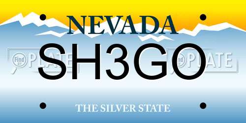 SH3GO Nevada License Plate
