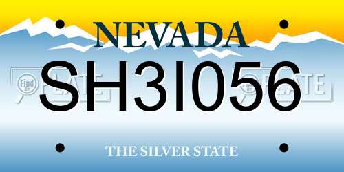 SH3I056 Nevada License Plate