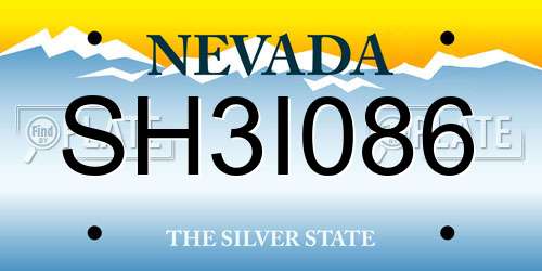 SH3I086 Nevada License Plate