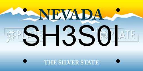 SH3S0I Nevada License Plate