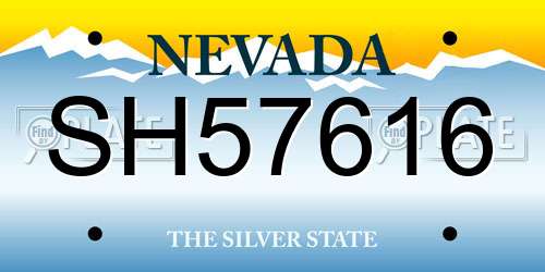 SH57616 Nevada License Plate