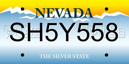 SH5Y558 Nevada License Plate