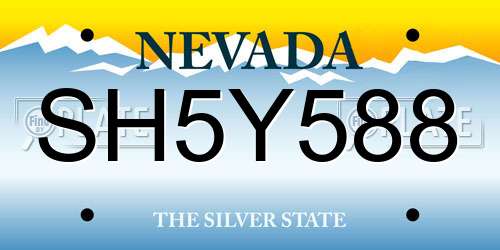 SH5Y588 Nevada License Plate