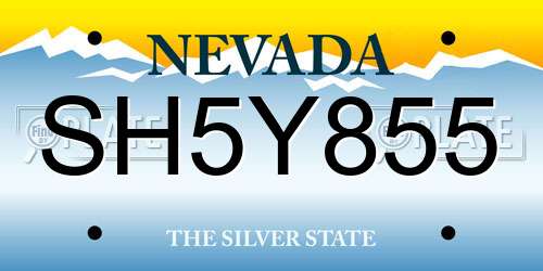 SH5Y855 Nevada License Plate