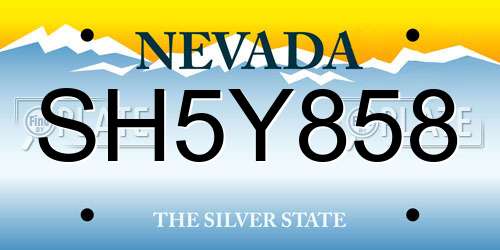 SH5Y858 Nevada License Plate