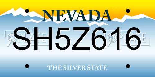 SH5Z616 Nevada License Plate