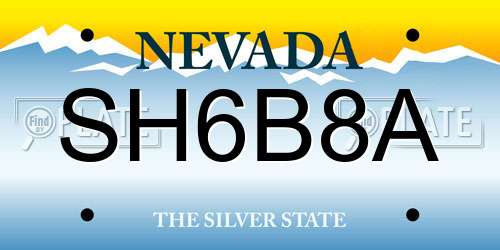 SH6B8A Nevada License Plate