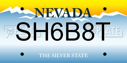 SH6B8T Nevada License Plate