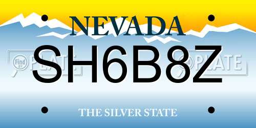 SH6B8Z Nevada License Plate