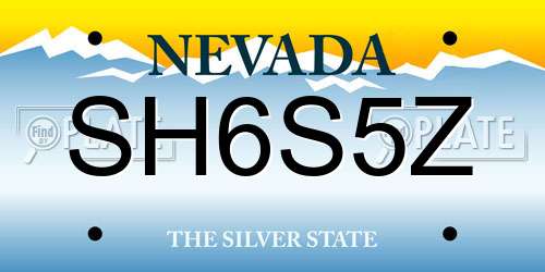 SH6S5Z Nevada License Plate