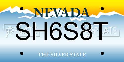 SH6S8T Nevada License Plate
