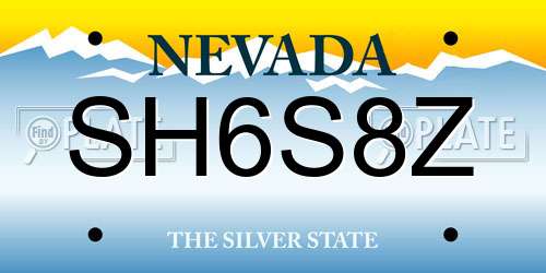SH6S8Z Nevada License Plate
