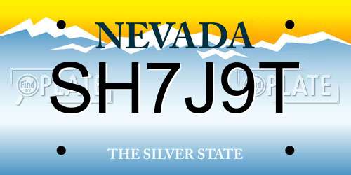 SH7J9T Nevada License Plate