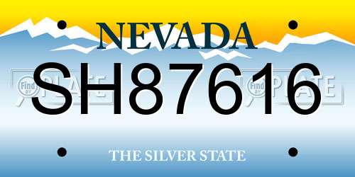 SH87616 Nevada License Plate