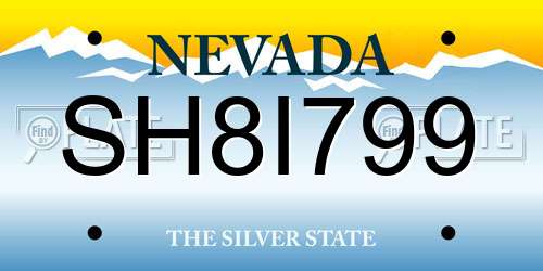 SH8I799 Nevada License Plate
