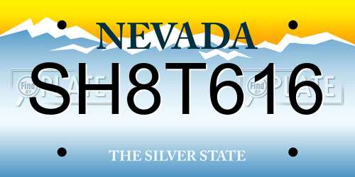 SH8T616 Nevada License Plate