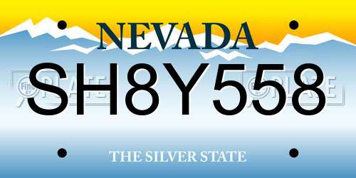 SH8Y558 Nevada License Plate
