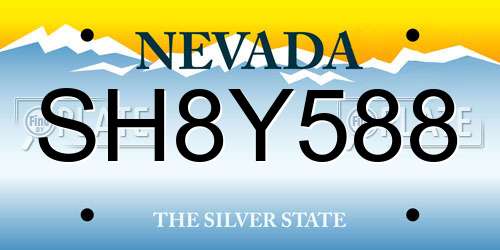 SH8Y588 Nevada License Plate