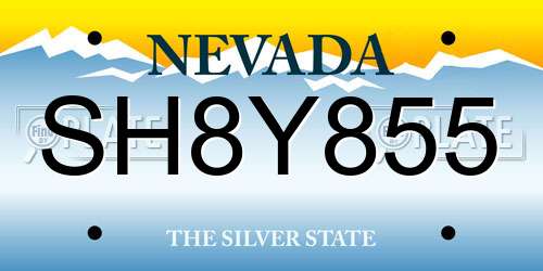 SH8Y855 Nevada License Plate