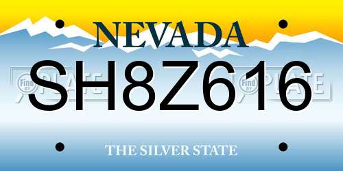 SH8Z616 Nevada License Plate