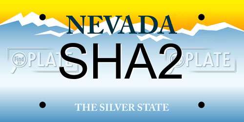 SHA2 Nevada License Plate