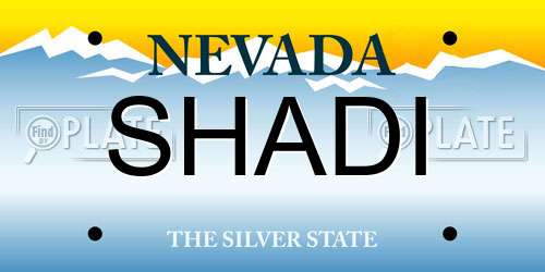SHADI Nevada License Plate
