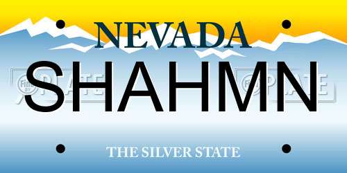 SHAHMN Nevada License Plate