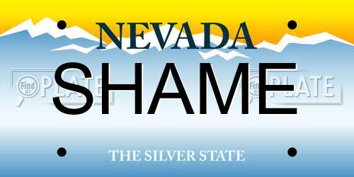 SHAME Nevada License Plate