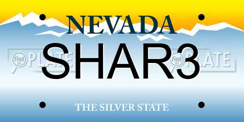 SHAR3 Nevada License Plate