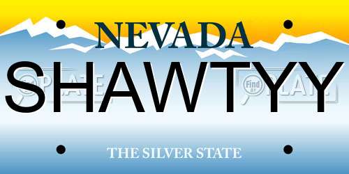 SHAWTYY Nevada License Plate