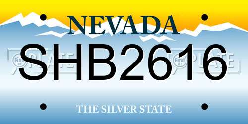 SHB2616 Nevada License Plate