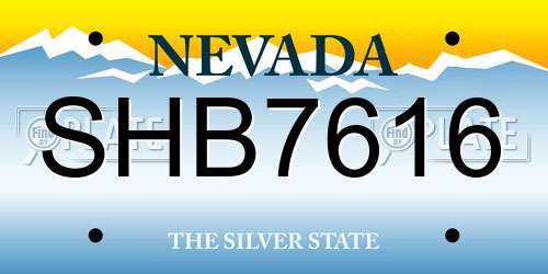 SHB7616 Nevada License Plate