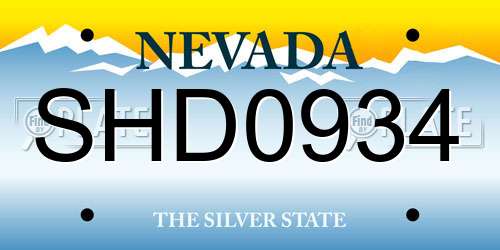 SHD0934 Nevada License Plate
