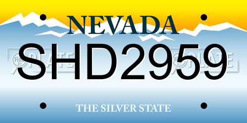 SHD2959 Nevada License Plate