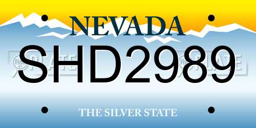 SHD2989 Nevada License Plate