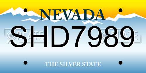 SHD7989 Nevada License Plate