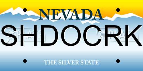 SHDOCRK Nevada License Plate