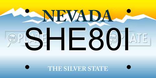 SHE80I Nevada License Plate