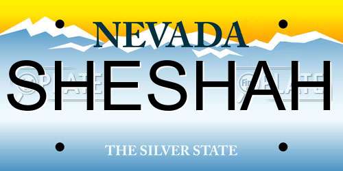 SHESHAH Nevada License Plate