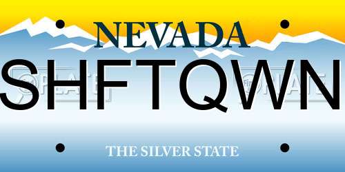 SHFTQWN Nevada License Plate