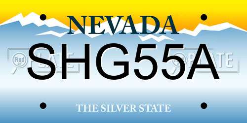 SHG55A Nevada License Plate