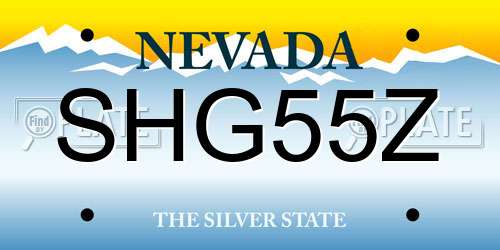 SHG55Z Nevada License Plate